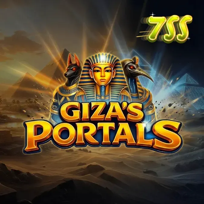 Interface do jogo de slot Giza's Portals com temática egípcia