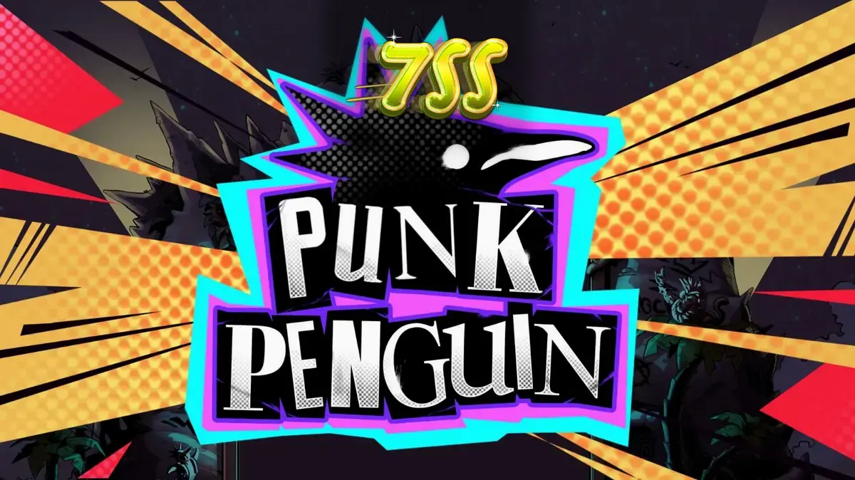 Interface do slot Punk Penguin com pinguins punk e elementos de show de rock